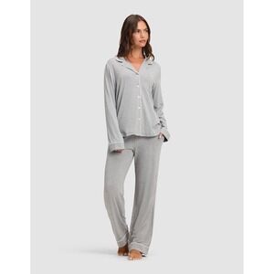 NIB COZY EARTH Women's Bamboo Stretch-Knit Long Sleeve Pajama Set Gray XS Tall